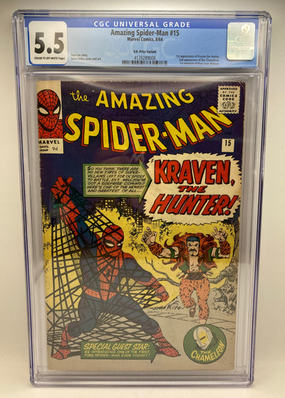 Amazing Spider-Man #15 UK Price Variant - CGC 5.5 - C/OW - 4139289008